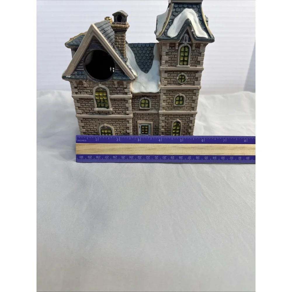 Lemax Christmas Village Memorial Grade School 2004 Missing Clock & Flag